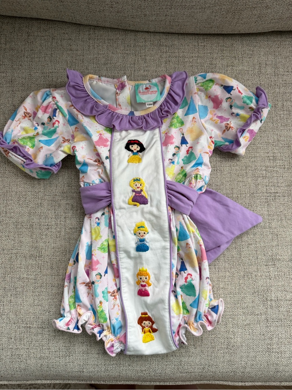 Purple Princess Patch Girls Romper Bodysuit